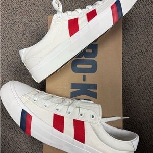Pro-Keds Royal Plus Canvas White and Red Canvas Sneakers